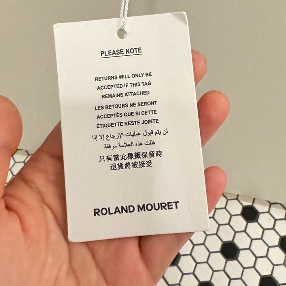 NEW WITH TAG Louland Mouret LONG SLEEVE COLLAR SATIN CREPE MIDI DRESS NAVY US4 - Picture 8 of 9